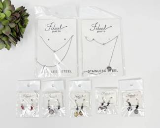 104 IdealParisStainlessSteelLayeredNecklacesEarringsSet