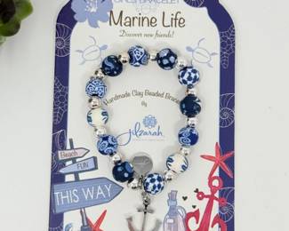 80 GirlsMarineLifeClayBeadedAnchorBracelet