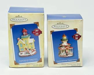 34 LotofTwoHallmarkLighthouseGreetingsOrnaments