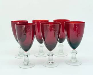 179 RubyRedGlassWineGobletsSetofSix