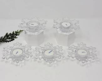 121 GlassSnowflakeTealightCandleHolders