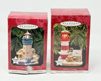 68 HallmarkKeepsakeLighthouseGreetingsOrnamentsDuo