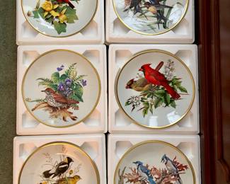 Roger Troy Peterson, Limoges, Porcelain, 24K Gold Rim, Song Bird Plates
