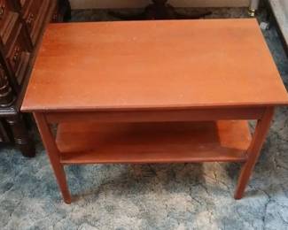 Solid Wood End Table with Drawer Lower Shelf