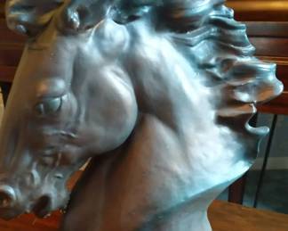 Vintage Ceramic Horse Head Bust Sculptural Equestrian Decor
