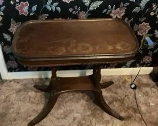 Vintage Oblong Accent Table with Pedestal Base