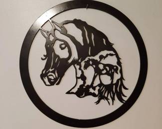 Round Metal Horse Wall Art Mare Foal Design