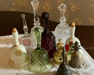 Collection of Decorative Glass, Porcelain Metal Bells