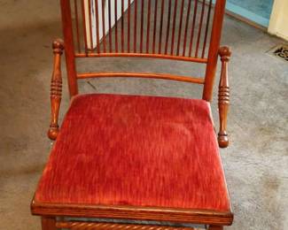 Vintage Wood SpindleBack Chair with Mauve Upholstered Seat