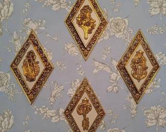 Set of 4 Vintage Homco DiamondShaped Wall Plaques