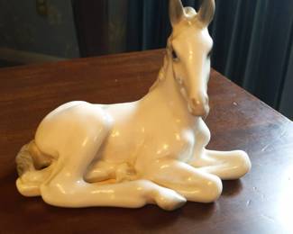 Vintage Lomonosov Porcelain White Foal Figurine USSR