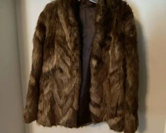 Vintage Brown Fur Coat with Satin Lining