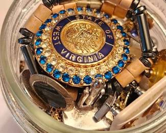 Large Jar of Mixed Vintage Costume Jewelry Brooches, Necklaces More