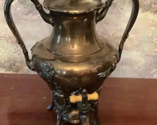 Ornate SilverTone Footed Teapot with Figural Details