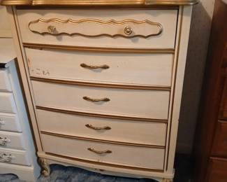 Vintage 5Drawer Chest with GoldTone Accents