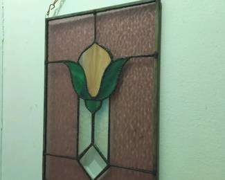 Hanging Stained Glass Floral Window Panel