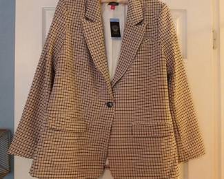 Vince Camuto Womens Large Plaid Blazer New with Tags