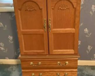 FloorStanding Wooden Jewelry Armoire with Mirror