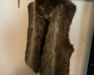 Brown Rabbit Fur Vest with Satin Lining