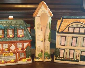 Set of 3 Sherwood Brands Village House Kitchen Canisters