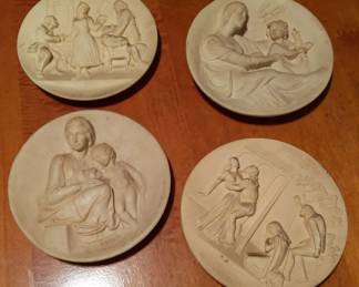 Set of 4 Italian Religious BasRelief Wall Plaques