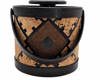 Patterned tan ice bucket on white