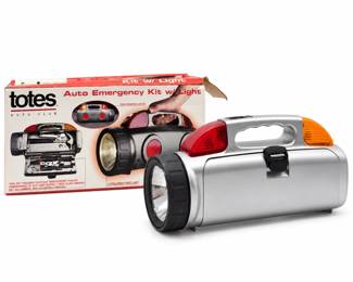 Totes emergency kit and box on white