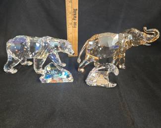 Swarovski color bear & elephant w/box