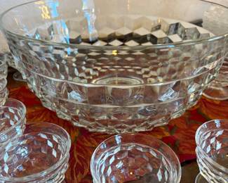 Fostoria Cuba brutalist Punchbowl in 12 cups