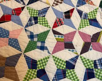 1940's Hand Stitched Quilt Kite Star Pattern