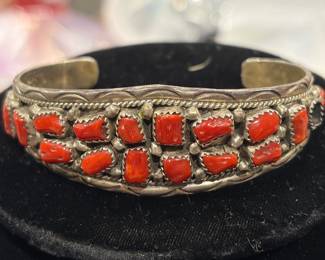 Vintage Navajo Domed Corral Cuff Bracelet