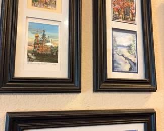 Vintage Russian Framed Church Art, Finland, Schonbrunn Palace, Prague