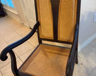 Mid Century Dutch Colonial Indonesian Cane and Wood Plantation Chair 