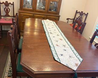 MCM Dining Table, Embroidery Chairs 