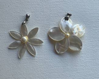 Mother of Pearl Plumeria Flower Pendants