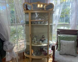 Vintage Bow-Front Curio Cabinet