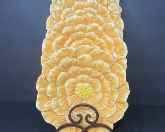 Blue Sky Orange Zinnia Salad Plates