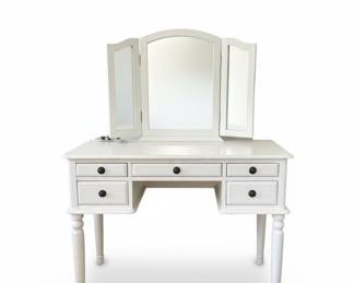 Vanity Table with Tri-Fold Mirror