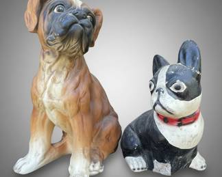 Vintage Boxer and Boston Terrier Figurines