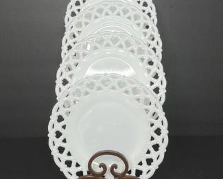 Westmoreland Forget Me Not Milk Glass Plates