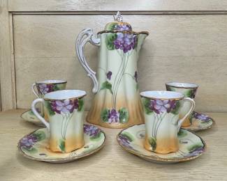 Nippon Hand-Painted Violet Chocolate Set