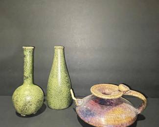 Canyon Pottery Vase and Japanese Speckled Vases