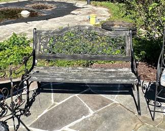 Vintage Cast Aluminum Garden Bench