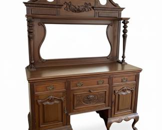 Victorian Revival Walnut Sideboard with Mirror Back