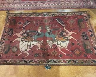 Vintage Persian Shiraz Hunting Rug