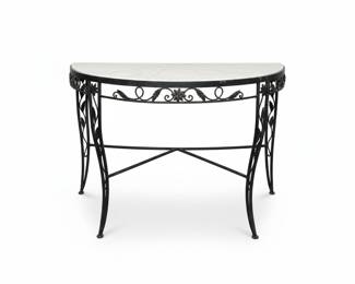 Wrought Iron Demilune Console Table