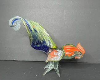 Vintage Murano Style Art Glass Rooster Figurine