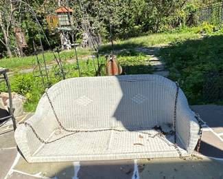 White Wicker Porch Swing