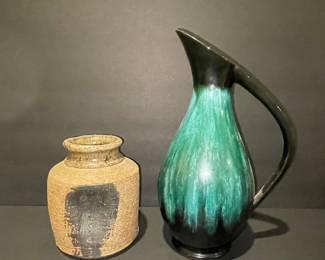 Vintage Blue Mountain Pottery Pitcher and Studio Pottery Vase