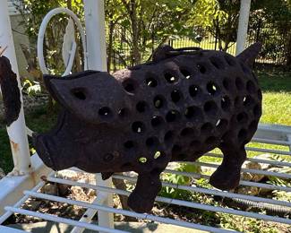 Vintage Japanese Cast Iron Pig Garden Lantern